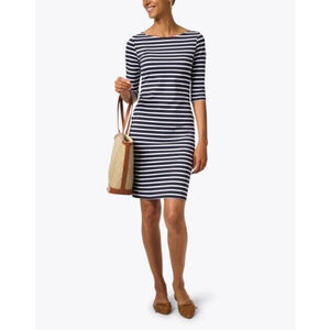 Saint James Navy and White Striped Long Sleeve Dress